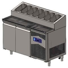 CS.TEK.2.700.KMPK CSA İNOX - IKI KAPILI KIRINTILIK CEKMECELI PIZZA HAZIRLIK DOLABI 304 KALITE 1410*700*1090