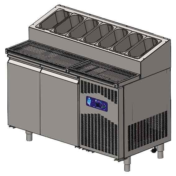 CS.TEZ.2.700.KMPK CSA İNOX - IKI KAPILI KIRINTILIK CEKMECELI PIZZA HAZIRLIK BUZDOLABI 1410*700*1090